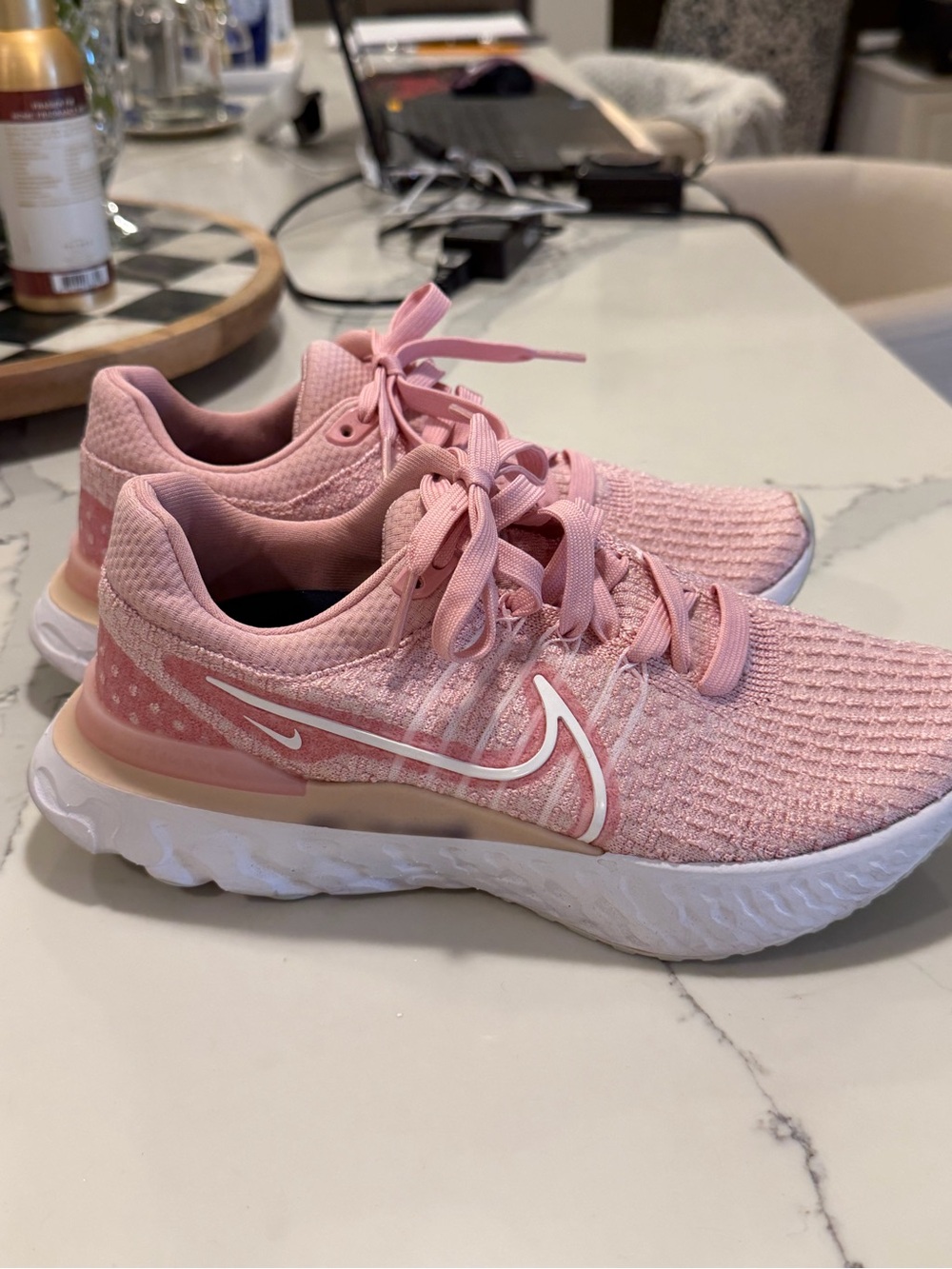 Nike Flyknit Comfort Women's Pink Knit Walking Sneakers Sz 8 - Picture 6 of 10